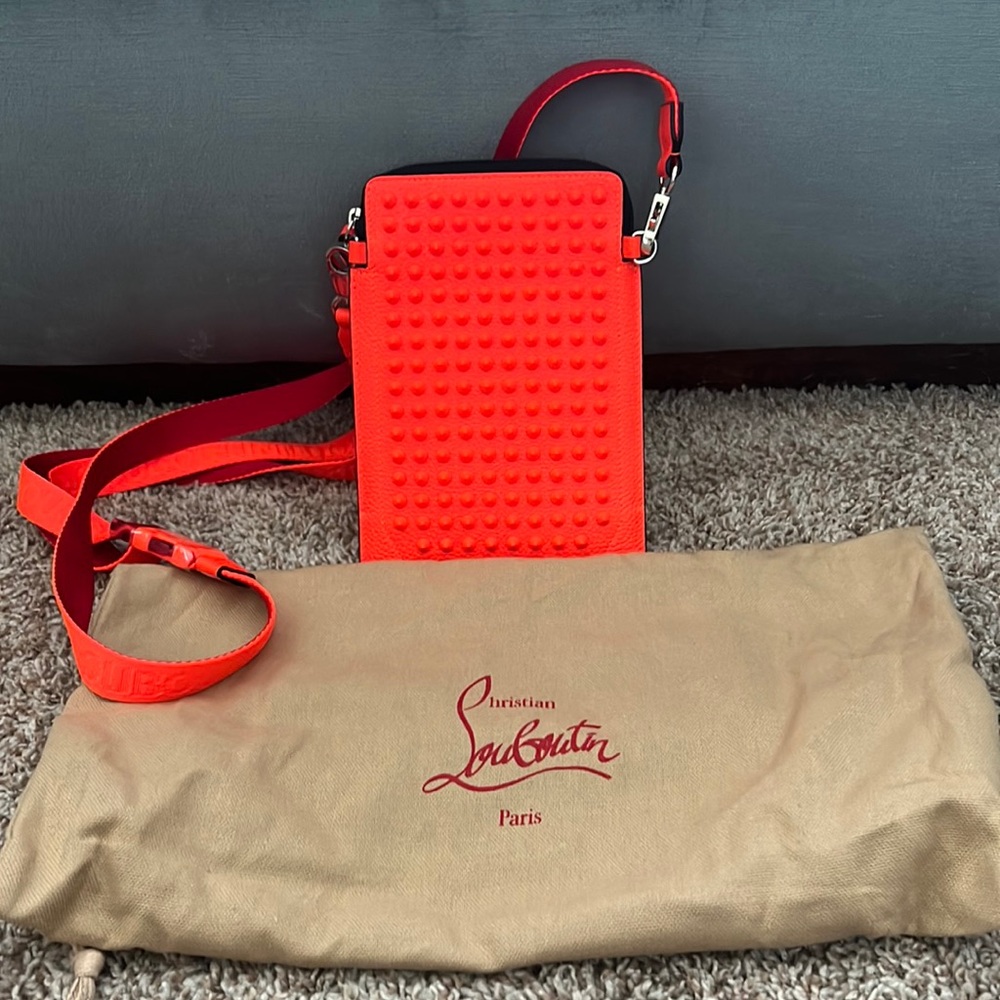 Christian Louboutin - Loubilab Spiked Leather Crossbody Bag - Sunrise Orange